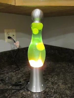 Vintage 16.5  Lava Lamp Hour Glass Gourde Shape Yellow Lime Green EUC VIDEO • $79.99