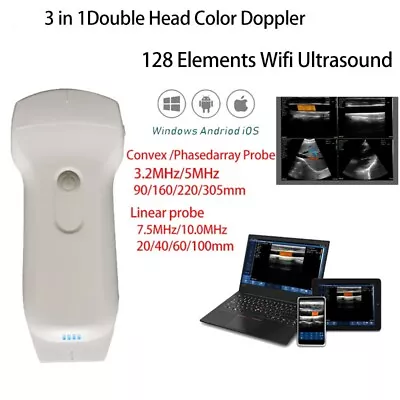 128E Wireless Ultrasound Color Doppler 3 In 1  Convex Linear Phased Array Probe • $1805