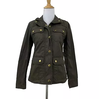 J.Crew Downtown Field Jacket Womens XXS 2XS Mossy Gold Snap Button Full Zip • $33.95