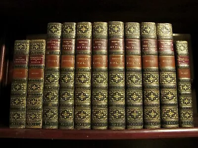 ZAEHNSDORF Signed Bindings LEATHER Set F. Guizot 1850-67 11 Volumes Bookbinders • $549.99