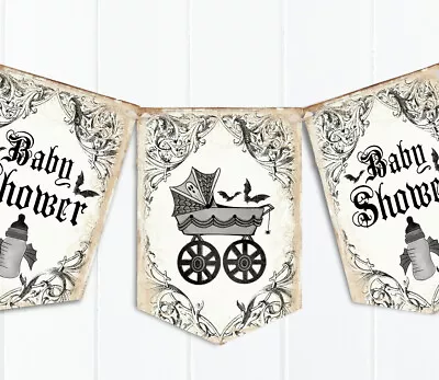 Gothic Baby Shower Bunting Spooky Baby Shower Banner • £6.99