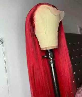 Hot Red Glueless Lace Front Wigs Long Straight Synthetic Hair Heat Resistant • $26.99