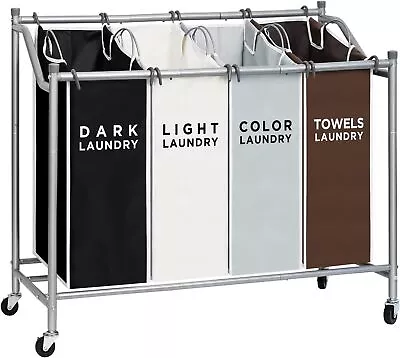 4 Bag Laundry Sorter Cart Laundry Hamper Sorter Basket • $64.79