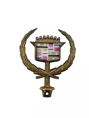 Vintage 1977-1992 Gold Cadillac Crest Wreath Hood Ornament Emblem • $24.95