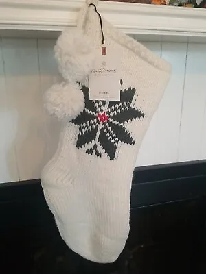 Hearth And Hand Magnolia Christmas Stocking Knit With Green Holly NWT • $11.60