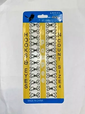 £2.99 • Buy 24Pcs Silver Black Hook And Eye Fasteners For Fur Dress Skirt Collar Bra Sew