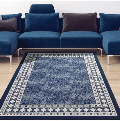  Modern Bordered 8x10 (Non-Slip) Low Profile Pile Rubber Backing Indoor Area Rug • $164.85