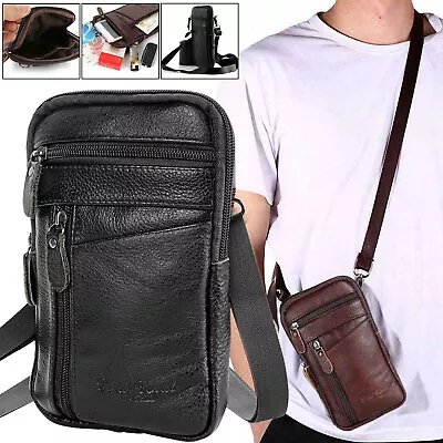 Leather Crossbody Phone Bag Shoulder Purse Men Belt Holster Travel Waist Pouch • $9.73