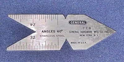 Vintage General 778 60 Degree Stainless Steel Center Gage Machinist Tool - USA • $10