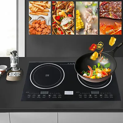 110V Induction Cooktop 2 Burners Electric Hob Cook Top Stove Ceramic Cooktop USA • $128