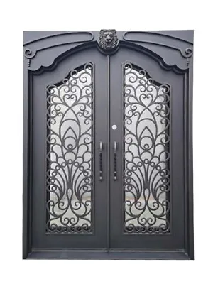 Parker Pre Hung Front Entry Iron Door Rain Glass 62 X 96  Right Active Inswing • $3995