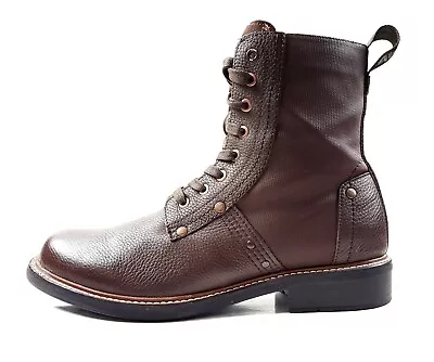 G STAR Raw 11 Riveted Combat Boots Brown Pebbled Leather  • $85