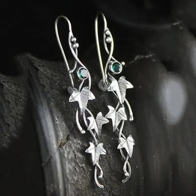 925 Silver Plated Leaf White Pearl Hook Drop Earrings Women Jewelry Simulated • $3.97