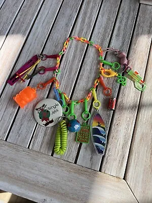 Vintage New 80’s Plastic Bell Charm Necklace 1980 Retro Party Bingle Jells Skis • $45