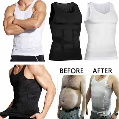 Mens Slimming Shirt Body Shaper Vest Compression Tank Top Corset Shapewear US • $14.79