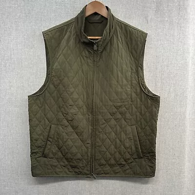 J Hilburn Vest Mens 44R Green Olive Quilted Puffer Lightweight Full Zip Adult • $39.88