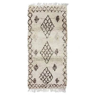 Moroccan Handmade Vintage Rug 3'x6'1 Berber Geometric Brown Wool Nomad Area Rug • $324