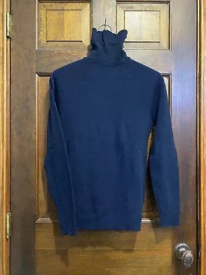 Vtg 60s 70s Drummond Turtleneck Navy Blue Knit Ski Sweater Large Essential • $19.99