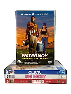 $19.97 • Buy Adam Sandler Click The Water Boy Big Daddy Mr Deeds DVD Movie Comedy Bundle PAL
