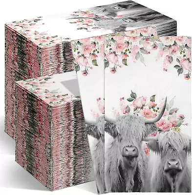 200 Pack Highland Cow Guest Napkins Cow Print Napkins Highland Cow Party Decorat • £32.75