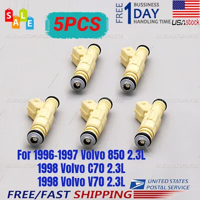 5PCS 0280155766 Fuel Injectors For 1998-2000 Volvo S70 2.3L L5 FJ876 36lbs • $40.12