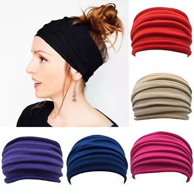 Women Yoga Wide Headband Ladies Elastic Fold Hair Band Sports Turban Head Wrap ! • £3.59