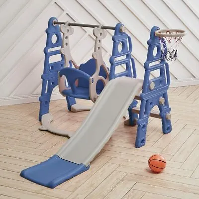 £88.95 • Buy Kids Climber Slide & Swing Set With Basketball Hoop Children's Garden Playground