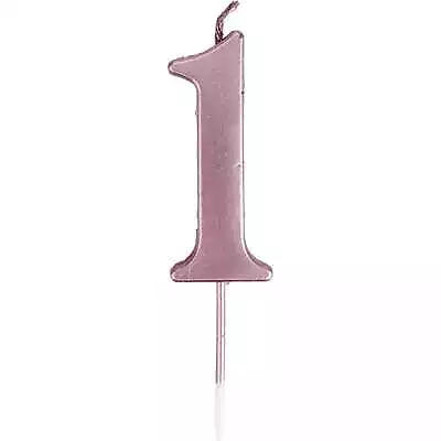 Pink Rose Gold Decorative Number 1 One Candle Cake 1st Birthday Party Supplies • $2.99