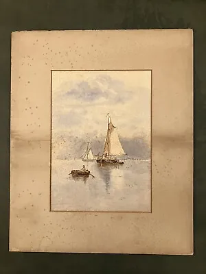 Edwardian Watercolour Of Boats • £9