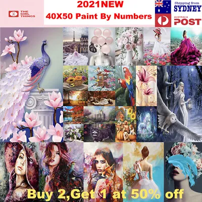 Paint By Numbers Kit From Australia DIY Paint On Canvas Frameless Flower Animal  • $17.95