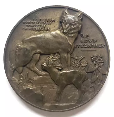 France Jean Vernon LE LOUP ET L'AGNEAU (the Wolf & The Lamb) 59mm Medal IH368 • $29.99