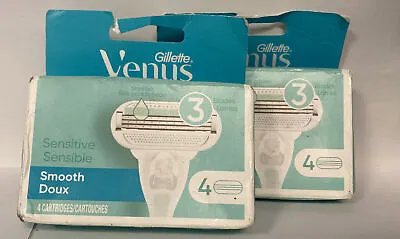 Lot Of 2  Gillette Venus Sensitive Smooth 4 Count 3-Blade Cartridges - NEW #4852 • $13