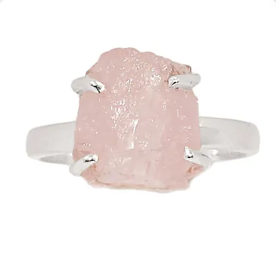 Natural Morganite Rough - Madagascar 925 Silver Ring Jewelry S.6 CR23790 • $15.99