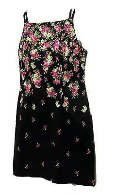 Amanda Smith Womens Dress Black Floral Stretch Back Slit Knee Length Sheath  6P • $11
