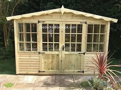 Georgian Summer House Shed Log Cabin  Man Cave Garden Office Summerhouse Treated • £1980