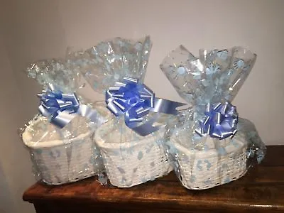 White Oval Make Your Own Baby Shower Hamper Kit1 X Basketblue Bow & Cellophane • £14.99