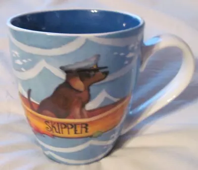 Cypress Home Dog In Boat  SKIPPER Blue Ceramic Large Coffee Mug Cup Nautical • $6.49