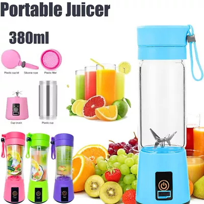 Portable Mixer Rechargeable USB Juicer Fruit Blender Juicer Shaker Bottle 380ML • $27.44