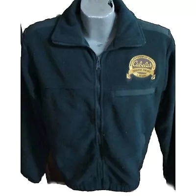 Vintage Cabelas Mens Small Fleece Jacket 1990's Embroidred Logo Award Green • $19.25