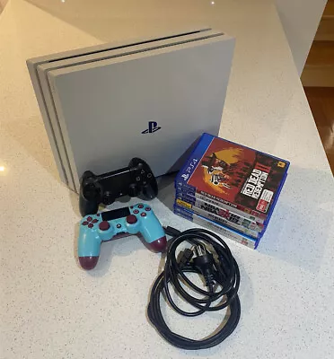 $369 • Buy Ps4 Pro 1TB White Console CUH-7102B Power Cable Hdmi, Controller And Games