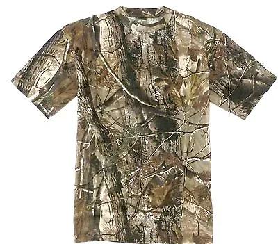 GENTS OAK TREE CAMO HUNTING T-SHIRT Mens Sizes Fishing Shooting Wood Cotton Top • £10.75