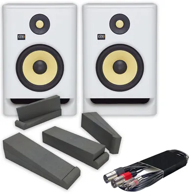 £429 • Buy KRK Rokit RP7 G4 White Noise Speakers (Pair) + Isolation Pads & 3m RCA - XLRm