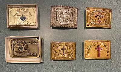 Lot Of 6 Vintage Freemason Masonic Knights Templar Belt Buckles Mason • $0.99