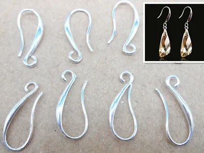 Making DIY Jewelry Findings 925 Silver Hook Earring Pinch Smooth Ear Wires Women • £2.11