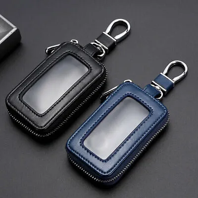Universal Leather Car Remote Key Fob Chain Zipper Wallet Holder Bags Case Cover • $6.59