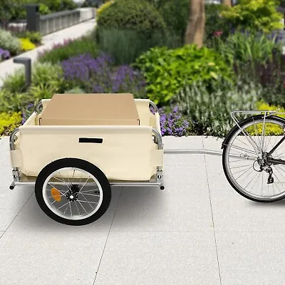 Bike Cargo Trailer Bike Wagon Bicycle Trailer W/ Suspension 16'' Big Wheels 50KG • $114