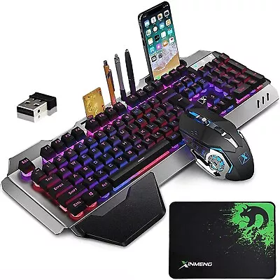 2.4GHz Wireless Rechargeable Gaming Keyboard&Mouse Rainbow Backlit For PC Laptop • $62.99