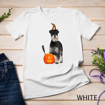 Miniature Schnauzer Witch Hat Halloween Dog Costume Unisex T-shirt • $16.99
