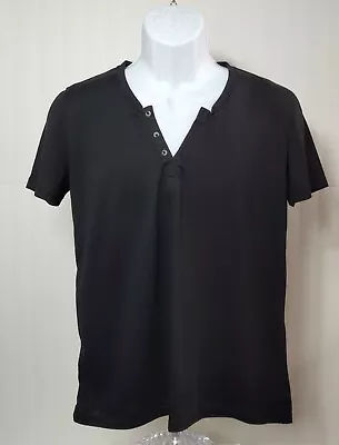 Men's Deep V-Neck Black T-Shirt Short Sleeve Shirt • $10.79