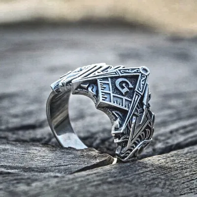 $0.99 • Buy Men Stainless Steel Masonic Ring Freemason Ring Freemasonry Biker Punk Jewerly